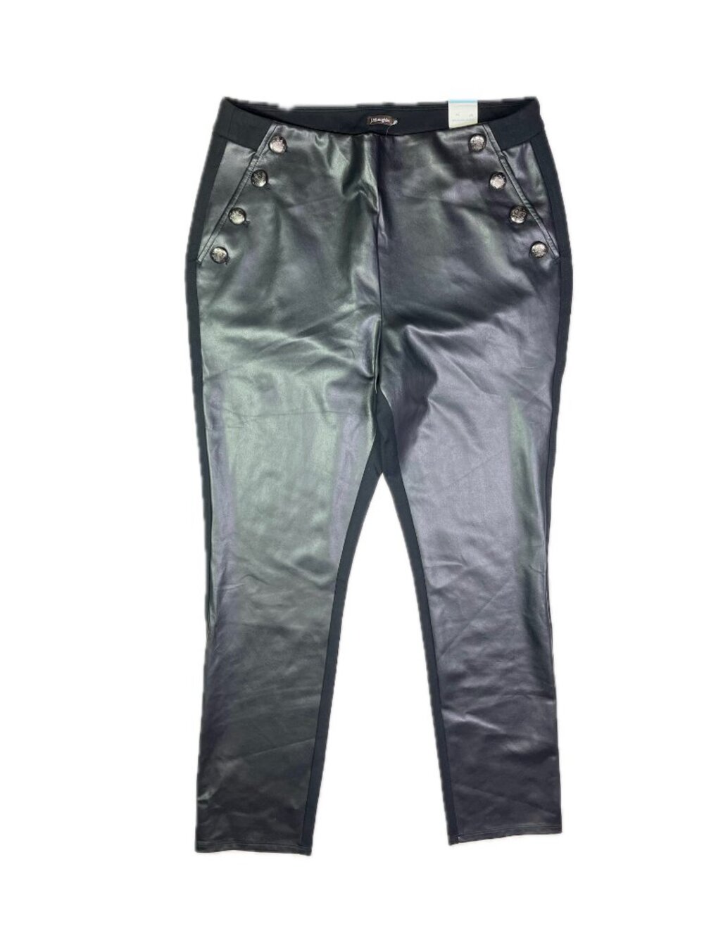 J. McLaughlin Size XL Black Faux Leather Front Frick Pants Stretch